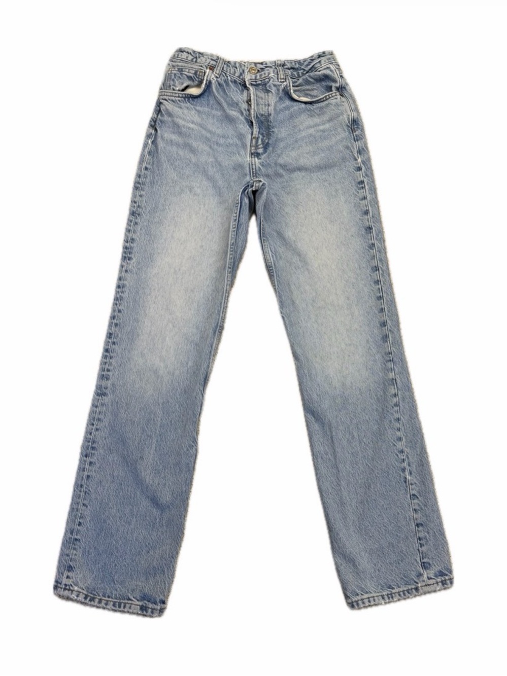 Reformation Cynthia High Rise Straight Long Jeans Button Fly Distressed 28x31